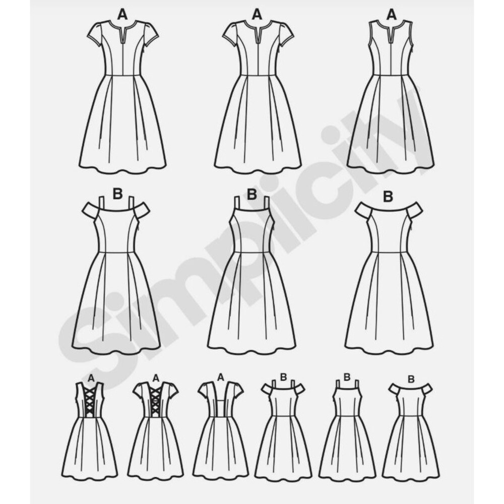 Simplicity 1418 Project Runway Dress Pattern D5 4-12 Corset Back Fit Flare - Picture 4 of 4